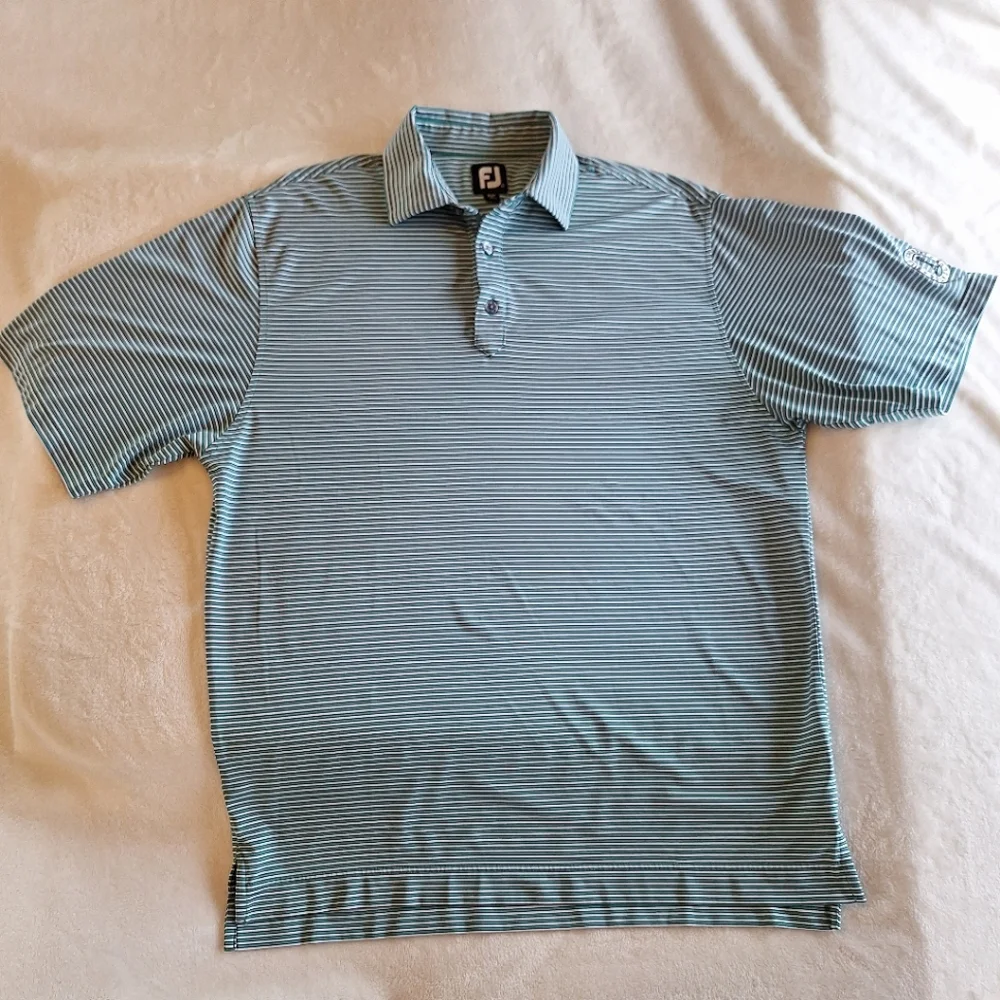 Foot Joy men's blue and white striped golf shirt - size Large